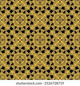 Pattern with crochet granny square with flowers wallpaper handmade decorative art design print	
