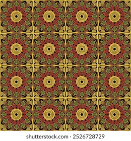 Pattern with crochet granny square with flowers wallpaper handmade decorative art design print	
