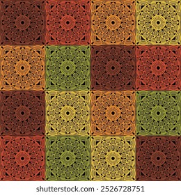Padrão com quadrado de vovó de crochê com flores papel de parede artesanal arte decorativa design imprimir	
