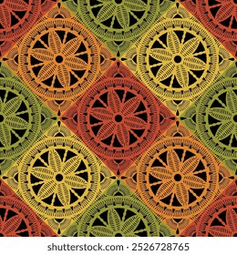 Padrão com quadrado de vovó de crochê com flores papel de parede artesanal arte decorativa design imprimir	
