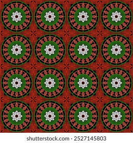 Pattern with crochet granny square with flowers wallpaper handmade decorative art design print	
