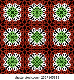 Pattern with crochet granny square with flowers wallpaper handmade decorative art design print	
