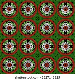 Pattern with crochet granny square with flowers wallpaper handmade decorative art design print	
