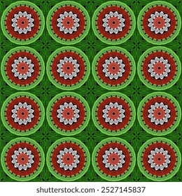Pattern with crochet granny square with flowers wallpaper handmade decorative art design print	
