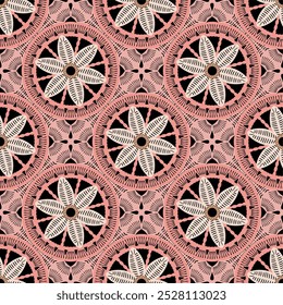 Pattern with crochet granny square with flowers wallpaper handmade decorative art design print	