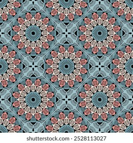 Pattern with crochet granny square with flowers wallpaper handmade decorative art design print	