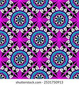 Pattern with crochet granny square with flowers wallpaper handmade decorative art design print	