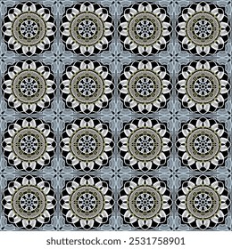 Pattern with crochet granny square with flowers wallpaper handmade decorative art design print	
