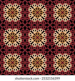 Pattern with crochet granny square with flowers wallpaper handmade decorative art design print	