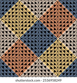 Pattern with crochet granny square with flowers wallpaper handmade decorative art design print	
