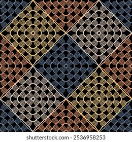 Pattern with crochet granny square with flowers wallpaper handmade decorative art design print	