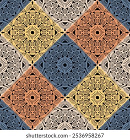Muster mit Häkeln Granny Quadrat mit Blumen Tapete handgemachte dekorative Kunst Design Print	