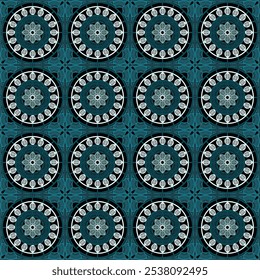 Pattern with crochet granny square with flowers wallpaper handmade decorative art design print	