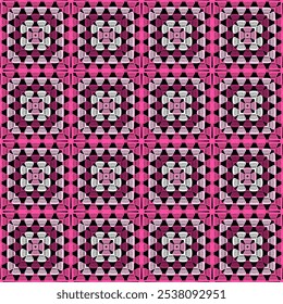 Padrão com quadrado de vovó de crochê com flores papel de parede artesanal arte decorativa design imprimir	