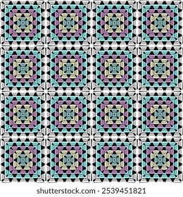 Muster mit Häkeln Granny Quadrat mit Blumen Tapete handgemachte dekorative Kunst Design Print	