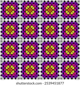 Muster mit Häkeln Granny Quadrat mit Blumen Tapete handgemachte dekorative Kunst Design Print	