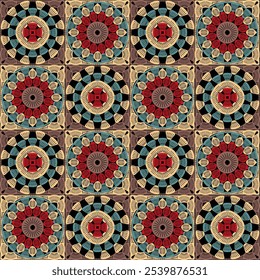 Muster mit Häkeln Granny Quadrat mit Blumen Tapete handgemachte dekorative Kunst Design Print	