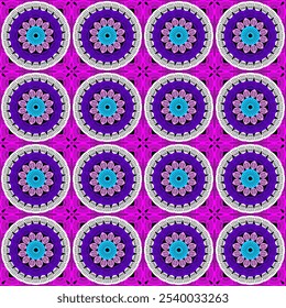 Pattern with crochet granny square with flowers wallpaper handmade decorative art design print	