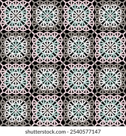 Padrão com quadrado de vovó de crochê com flores papel de parede artesanal arte decorativa design imprimir	