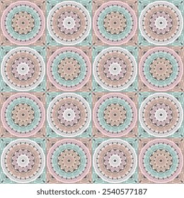 Pattern with crochet granny square with flowers wallpaper handmade decorative art design print	