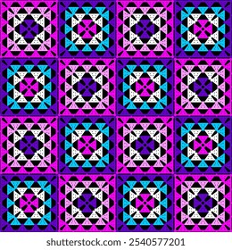 Muster mit Häkeln Granny Quadrat mit Blumen Tapete handgemachte dekorative Kunst Design Print	