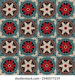 Muster mit Häkeln Granny Quadrat mit Blumen Tapete handgemachte dekorative Kunst Design Print	