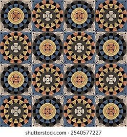 Muster mit Häkeln Granny Quadrat mit Blumen Tapete handgemachte dekorative Kunst Design Print	