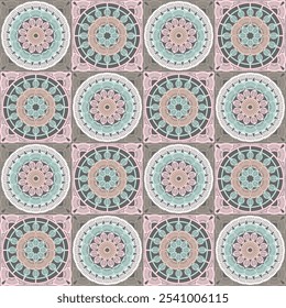 Pattern with crochet granny square with flowers wallpaper handmade decorative art design print	