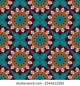 Pattern with crochet granny square with flowers wallpaper handmade decorative art design print	