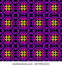 Pattern with crochet granny square wallpaper handmade decorative art design print 
