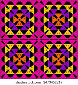 Patrón con ganchillo granny Fondo de pantalla cuadrado hecho a mano arte decorativo impresión de diseño 
