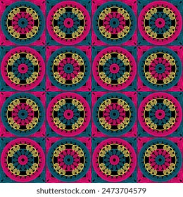 Pattern with crochet granny square wallpaper handmade decorative art design print 