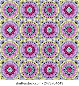 Pattern with crochet granny square wallpaper handmade decorative art design print 