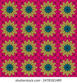 Pattern with crochet granny square wallpaper handmade decorative art design print 