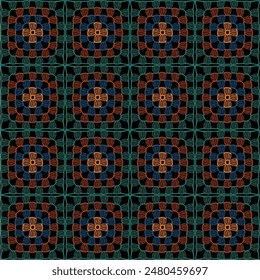 Pattern with crochet granny square wallpaper handmade decorative art design print 