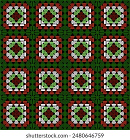 Pattern with crochet granny square wallpaper handmade decorative art design print 