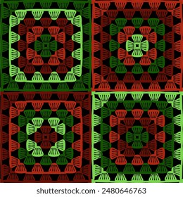 Pattern with crochet granny square wallpaper handmade decorative art design print 