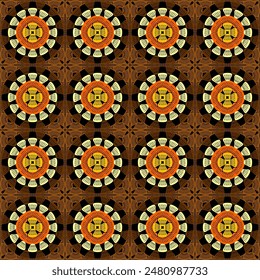 Pattern with crochet granny square wallpaper handmade decorative art design print 