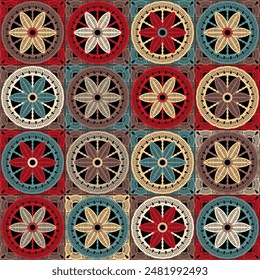 Pattern with crochet granny square wallpaper handmade decorative art design print 