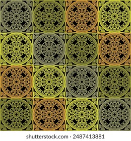 Pattern with crochet granny square wallpaper handmade decorative art design print 