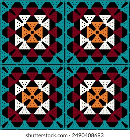 Patrón con ganchillo granny Fondo de pantalla cuadrado hecho a mano arte decorativo impresión de diseño 