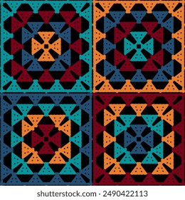 Muster mit Häkelgranny quadratischen Bildschirmhintergrund handgemachte dekorative Kunst Design-Druck 
