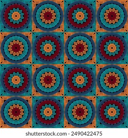 Pattern with crochet granny square wallpaper handmade decorative art design print 