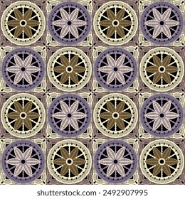 Pattern with crochet granny square wallpaper handmade decorative art design print 