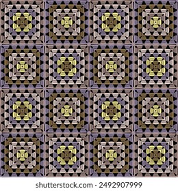 Pattern with crochet granny square wallpaper handmade decorative art design print 