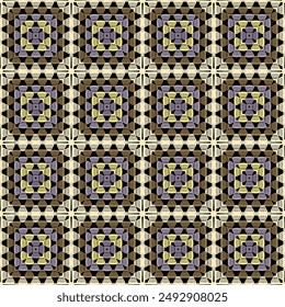 Pattern with crochet granny square wallpaper handmade decorative art design print 