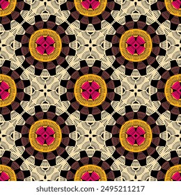 Pattern with crochet granny square wallpaper handmade decorative art design print 