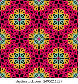 Pattern with crochet granny square wallpaper handmade decorative art design print 