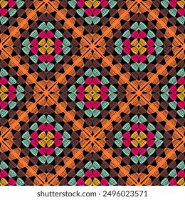 Pattern with crochet granny square wallpaper handmade decorative art design print 