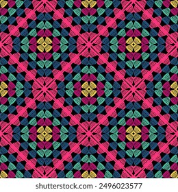 Pattern with crochet granny square wallpaper handmade decorative art design print 